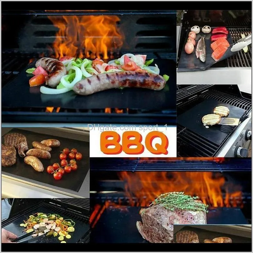 bbq grill mat durable non-stick barbecue mat 40*33cm cooking sheets microwave oven outdoor bbq cooking tool