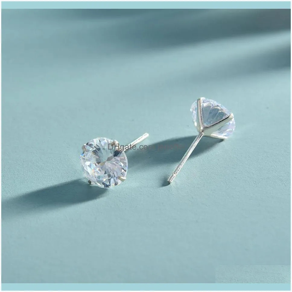 FactoryB4DP soft Zircon Hengsheng S925 silver four claw fashion simple Earrings for women