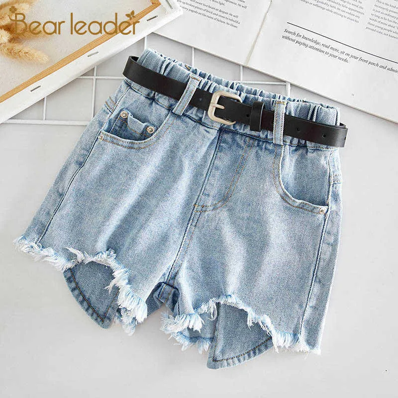 Bear Leader Girls Kids Casual Shorts Sommar Barn Fashion Short Pants Toddler Baby Denim Byxor Tjej Kall Kläder 2-7Y 210708