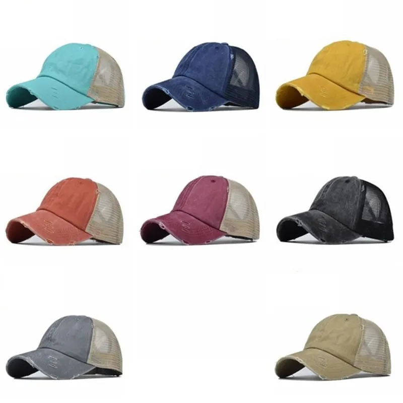 Washed Baseball Cap Women ponytail Hat Girls Snapback Snapbacks Girl Adjustable mesh Hats Vintage sunhat sunhats Spring Summer outdoor Sport sun Caps wholesale