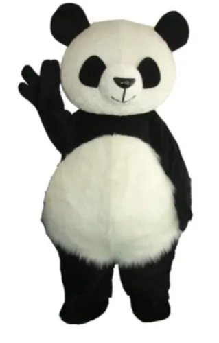 Maskottchen-Kostüme, Panda-Bär-Maskottchen-Kostüm, langes Haar, chinesisches Weihnachtsparty-Kleid-Outfit