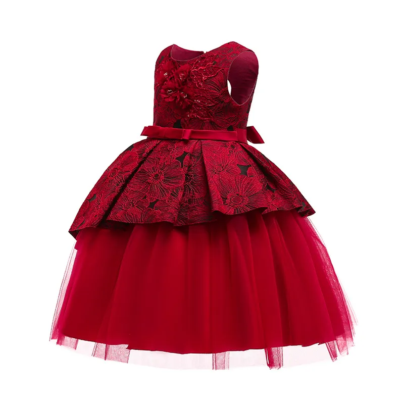 Vaftiz Elbise Noel Karnaval Kostüm Çocuklar için Parti Nakış Prenses Toddler Kız Giyim 7 8 9 10 Yıl