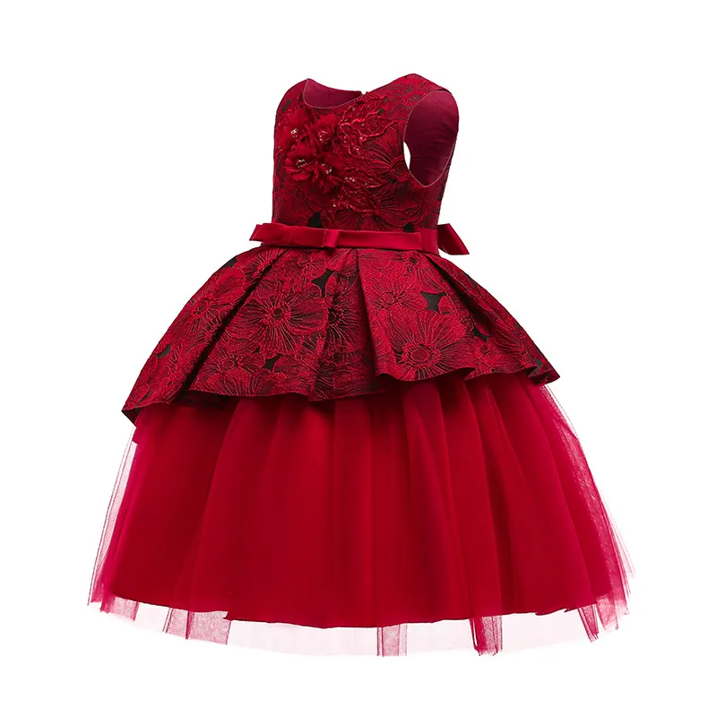 Vestido de bautizo, disfraz de Carnaval de Navidad para niños, fiesta bordada, ropa de princesa para niñas pequeñas, 7, 8, 9, 10 años