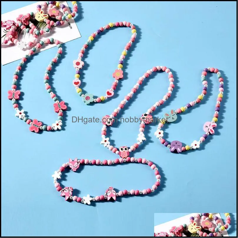 Earrings & Necklace Kids Creative Stylish Cartoon Colorful Animal Shape Bracelet Jewelry Set For Children (Style 5)