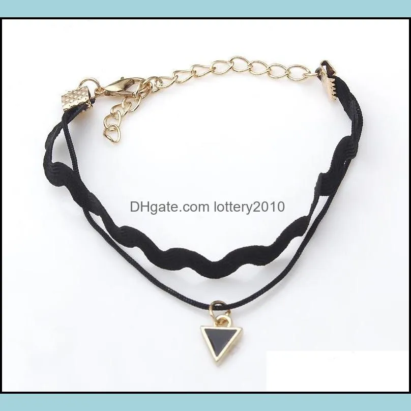 Link, Chain Bracelets Triangle Pendant Retro Bracelet Simple Multilayer Jewelry