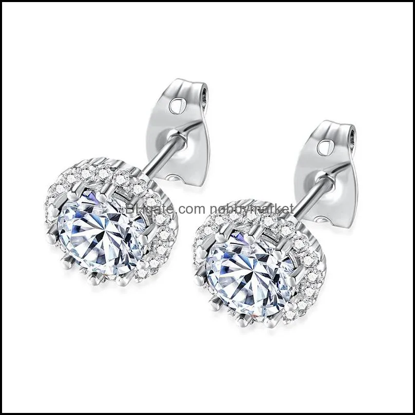 Luxury Birthday Stones CZ Stud Earrings For women Cubic zirconia 12 Month Birthstone 925 Sterling silver Earring Fashion Jewelry Gift