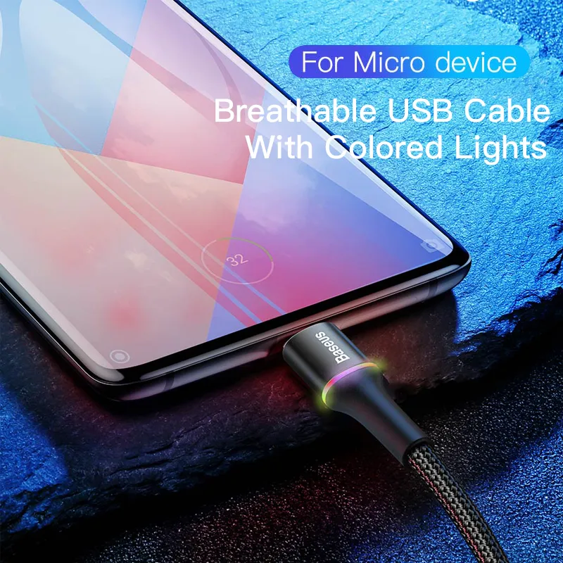 Handy-Kabel, LED-Beleuchtung, Micro-USB-Kabel, 3 A, Schnellladegerät, Micro-USB-Kabel für Samsung Xiaomi, Android, Handy-Drahtkabel, 3 m