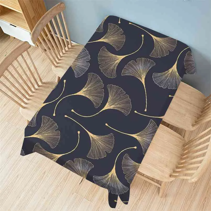 Växt tryckt bordduk rektangulär fest matbordskåpa matta kläder vattentäta anti-skållning anti-olja heminredning 0020 210626