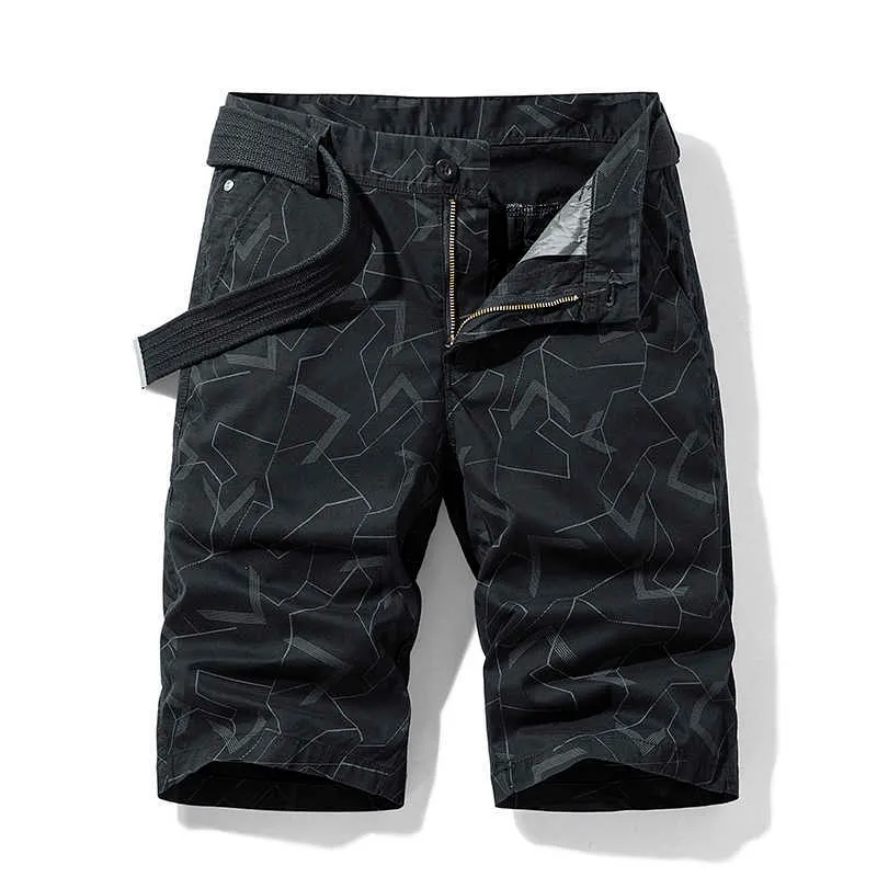Summer Men's Camouflage Cotton Zipper Casual Pocket Regular Five-Point Pants Military Cargo Plus Size Shorts 210622