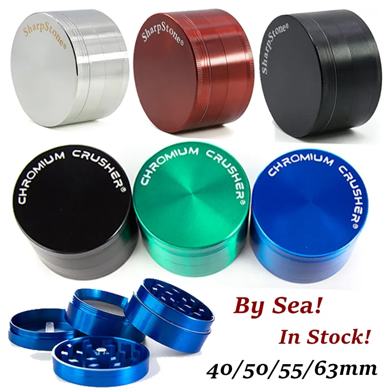 By Sea Grinder a 4 strati SharpStone Grinder per tabacco Accessori per fumatori CHROMIUM CRUSHER 40mm 50mm 55mm 63mm SF California in lega di zinco Herb Dab Tool Smasher Slicer