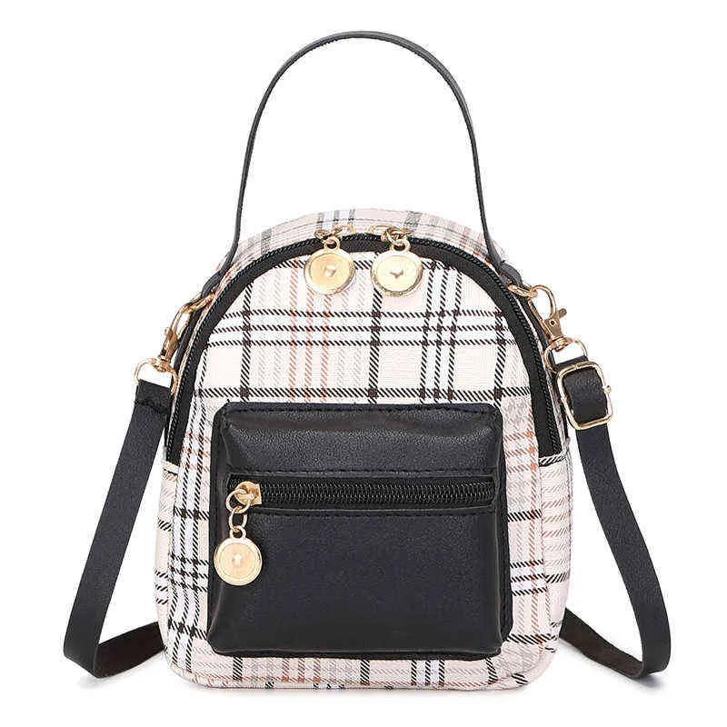 Mini Plecak Kobiety Crossbody Torba Dla Nastoletnia Dziewczyna Plaid Kobiety Torebka Ramię Torba Szkolna Koreański Styl Nowy Trendy Bagpack Kobiet Y1105