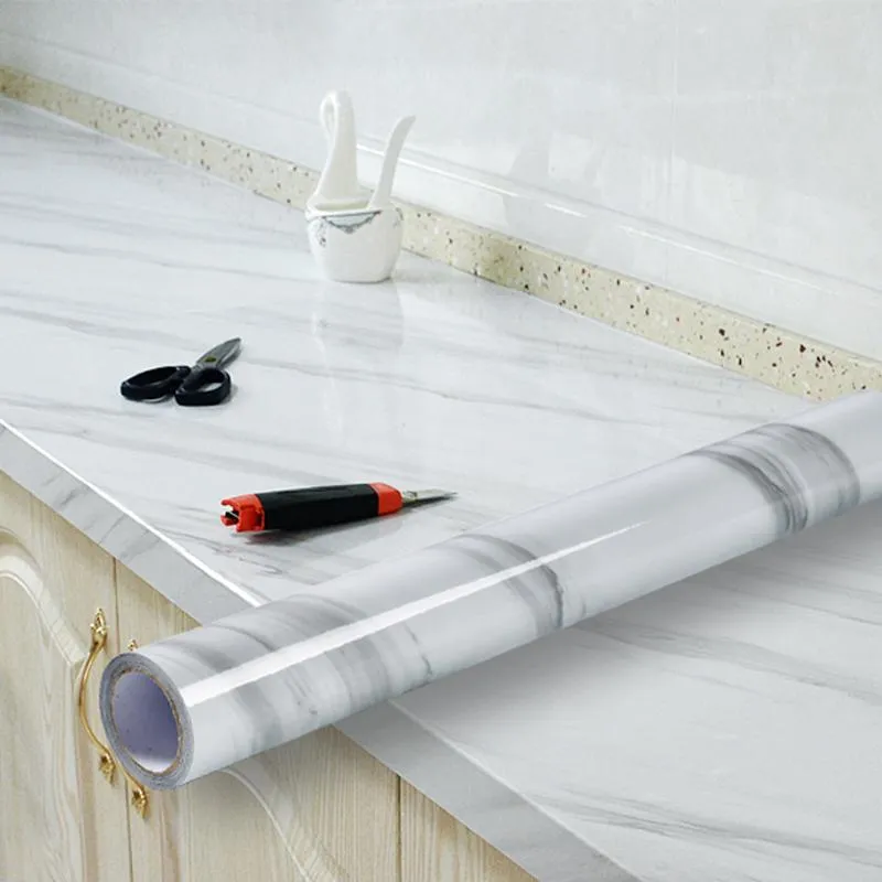 Muurstickers 3 meter lange imitatie marmeren tegel waterdichte verdikking woonkamer achtergrond PVC board toilet badkamer sticker