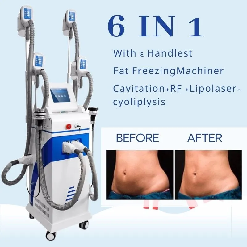 Other Beauty Equipment Vertical 6 In 1 Weight Reduce Machine 4 Handles Cryolipolysis Fat Freeze Machine Lipolysis Cool Body Shaping 40K Cavitation