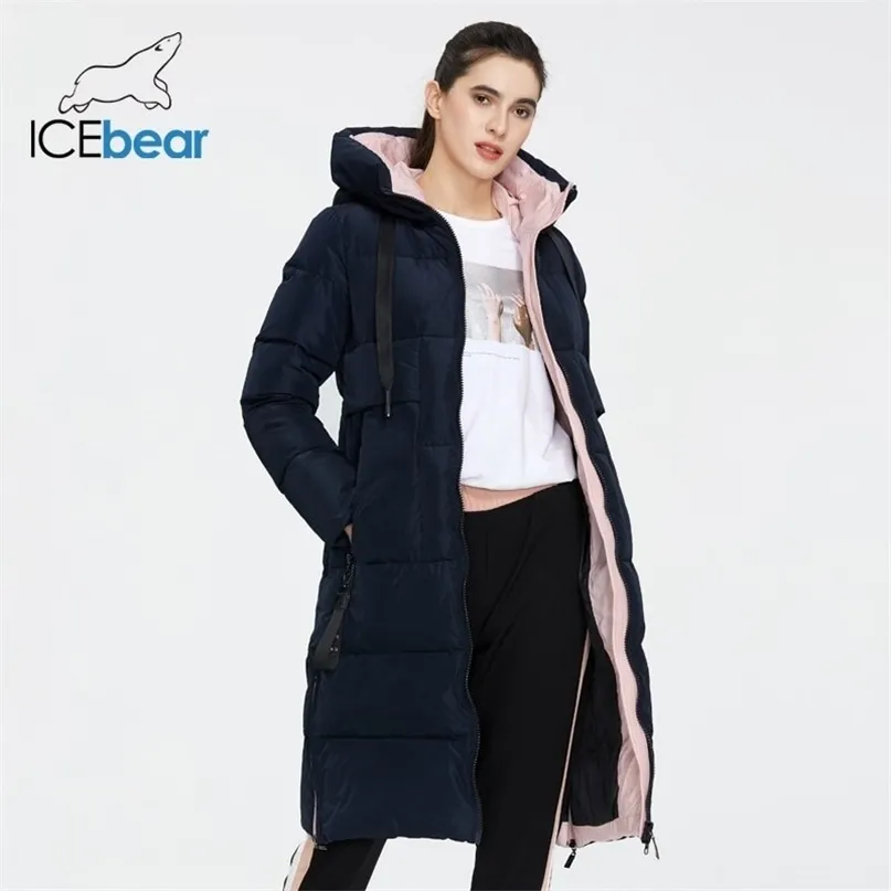 冬の女性のジャケットの高品質の長い女性のコートフード付き女性パーカースタイリッシュな女性のブランドの服GWD19507I 211008