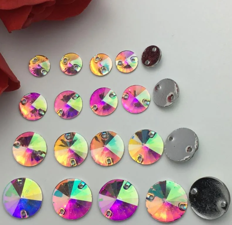 Loose Diamonds Jewelry100Pcs 18Mm Crystal Flat Back Sew On Stone Clear Ab Round With Two Holes Rhinestones Drop Delivery 2021