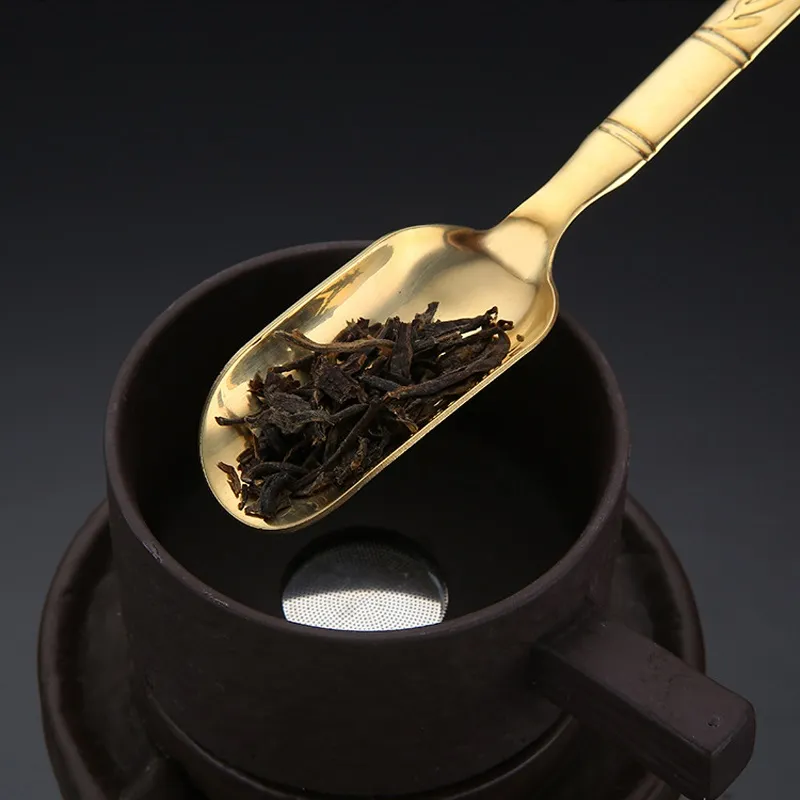 Brass Copper Tea Spoon Loose Tea Leaves Scoop Holder Chinese Kongfu Tea Tool Accessory Teaware ZC3451