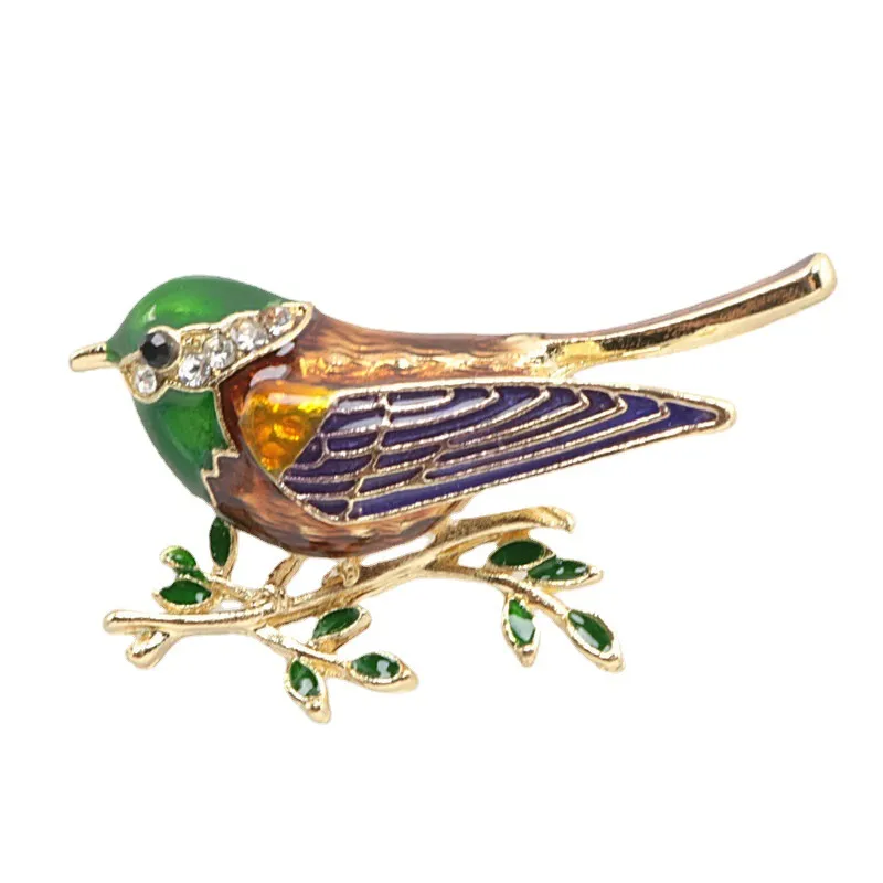 Broche hirondelle colorée drôle pour femmes et hommes, 5 pièces, strass délicats, perroquet, cadeaux de fête, épingle pour robe, veste pour fille, jupe de mariage