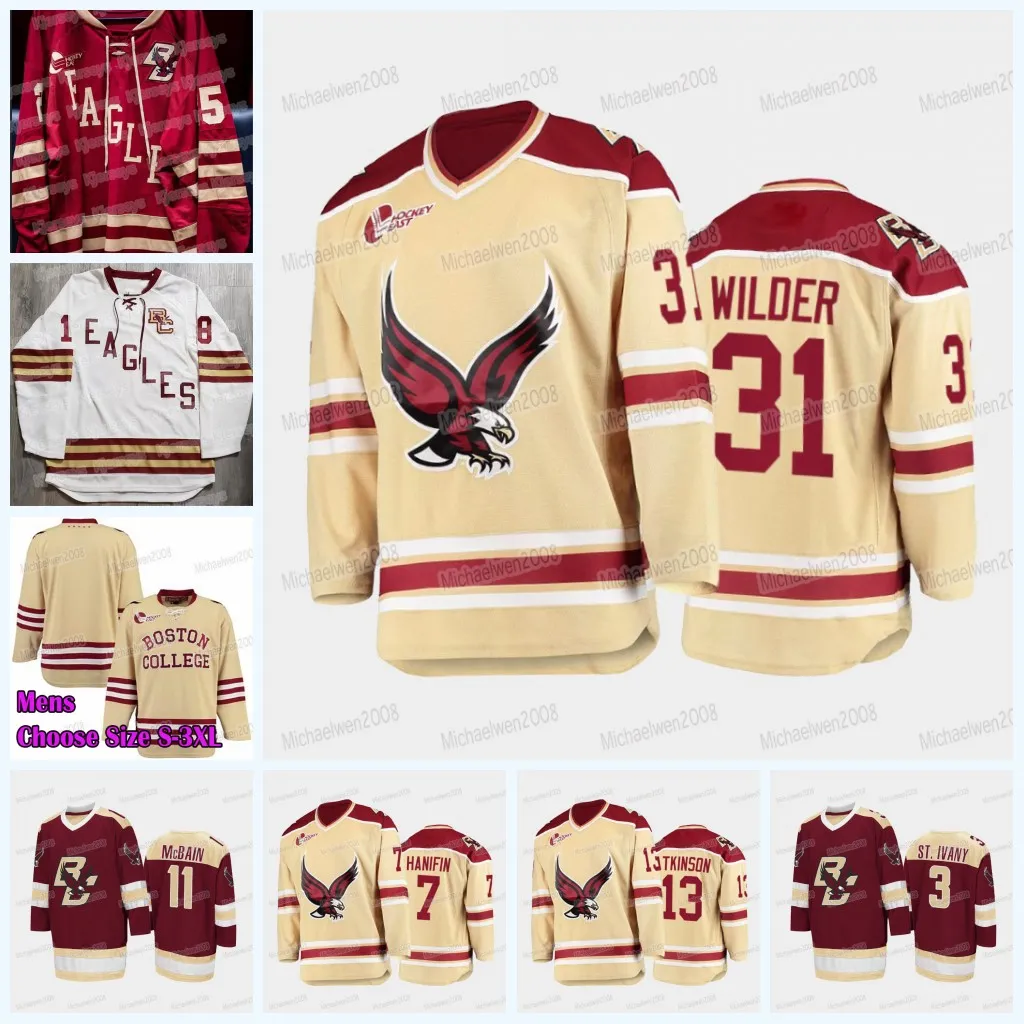 Maillot de hockey NCAA Boston College Eagles Henry Wilder Eric Dop Marc McLaughlin Patrick Giles Patrick Eaves Cam Atkinson Jack McBain Brian Boyle Brian Leetch