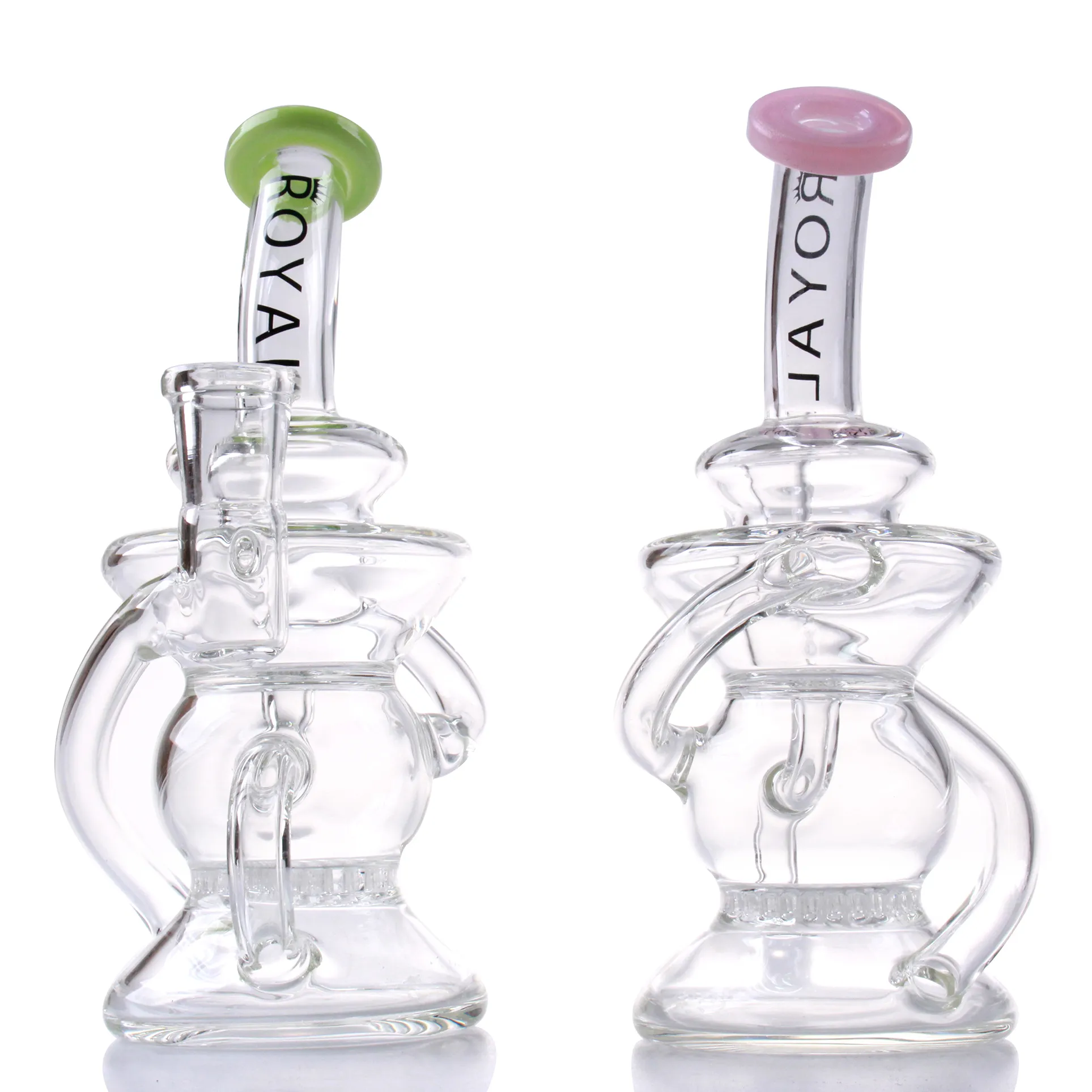 Royal Glass Hookahs Water Bong com Honeycomb Perc Color Lip Feminino 14,5mm Reciclável Dab Rigs