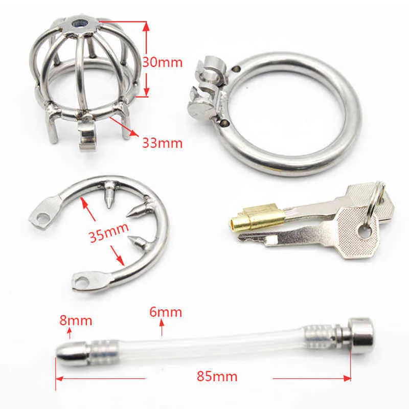 NXY Sexy Set Cockrings Rvs Mannelijke Kuisheidsapparaat Cock Cage Urethral Catheter Penis Lock Ring voor Mannen Metalen Aansichting CGT BDSM Toys 1123 1128