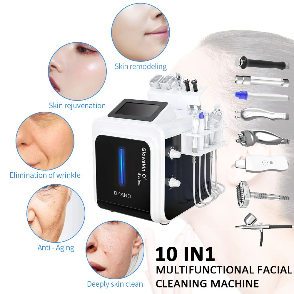 10 en 1 salon soin de la peau ride ance peau sèche hydra microdermabrasion lavable profonde nettoyage multi-fonctionnel H2OO2 petite machine à bulles