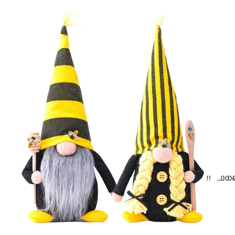 NEWNEW décoration de fête Nordic Bumble Bee Rayé Gnome Citron Sans Visage Poupée Arbre Suspendu Ornement Décoratif En Peluche Ange pendentif EWA4702