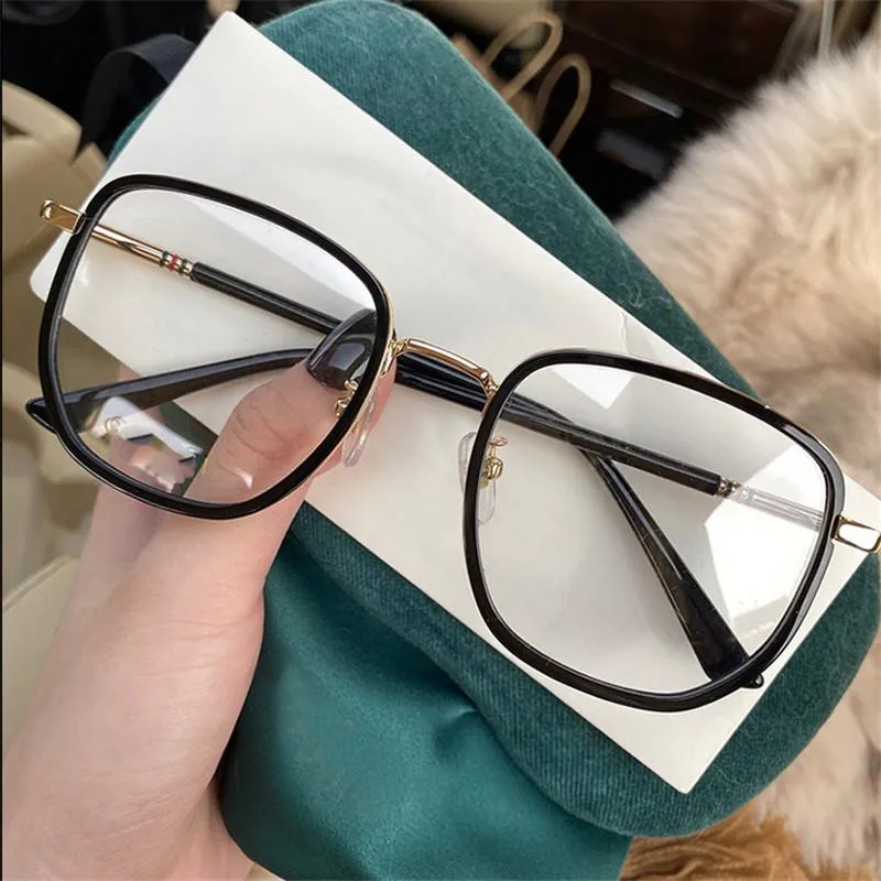 Zonnebril 2021 Casual Anti Blue Light Block Bril Grote Frame Dames Duidelijke Retro Vintage Mannen Brillen Mannelijke Eyewear Wijfje