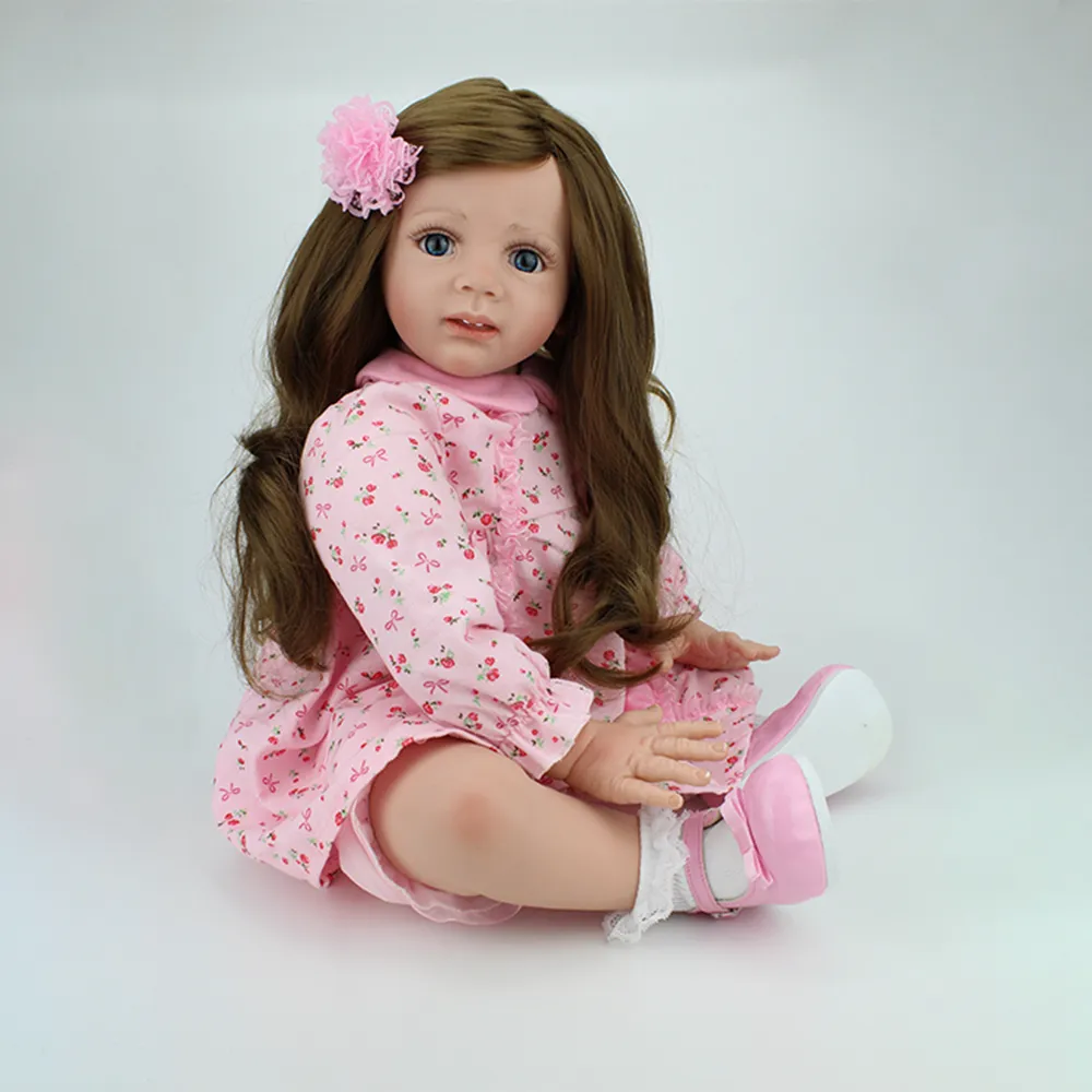 24 "Handmade Reborn Toddler Girl Doll Realistic Baby Dolls Vinyl Silicone Neonati Neonati Neonati Regali Xmas