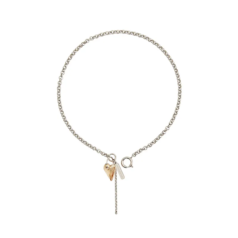 Gold Heart Crystal Tassel Gold Heart Pendant Necklace Simple