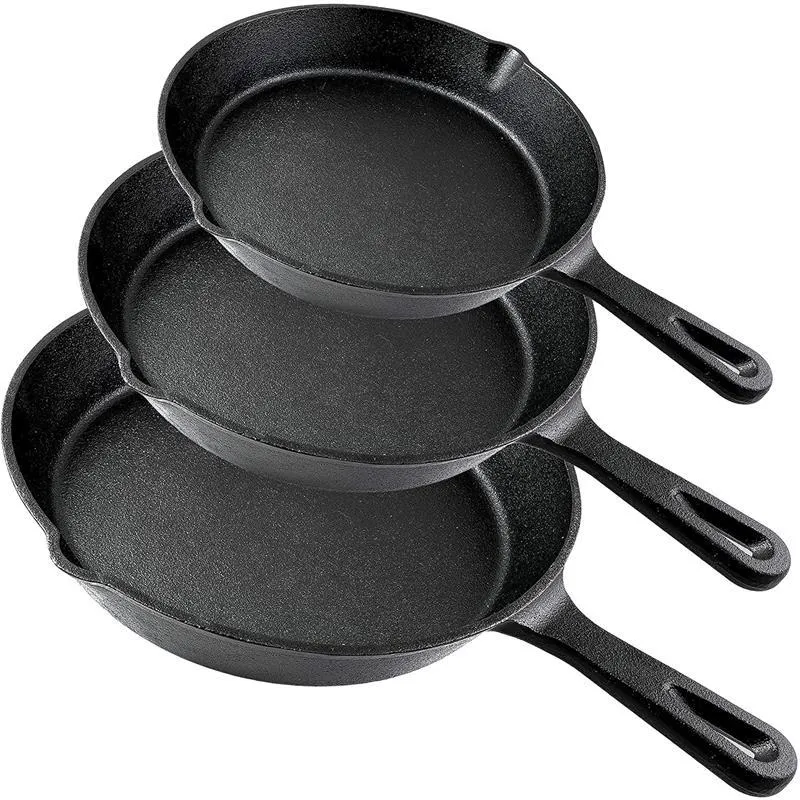 Cast Iron Frying pan Non-stick Coating Pot Breakfast Pancake Skillet With Heat Resistant HandleGas Induction Cooker Cookware 210319