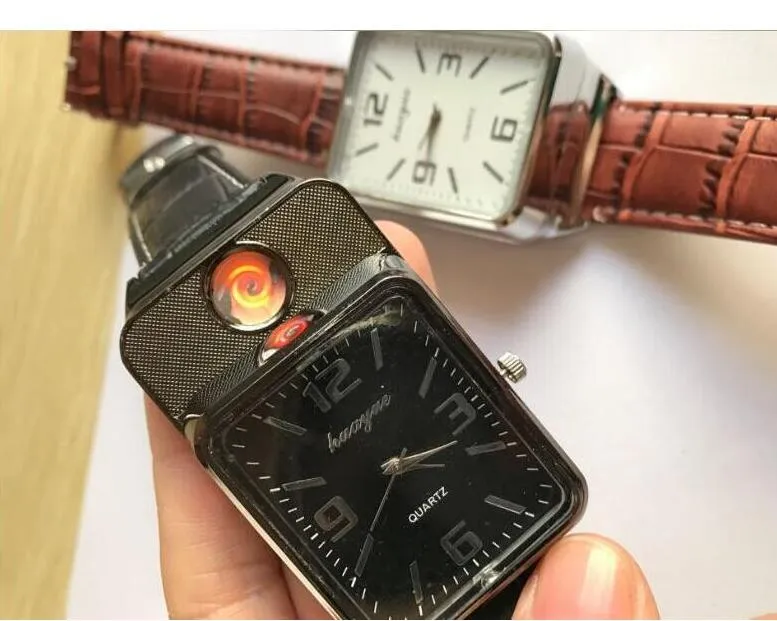 USB Cargial Sports Lighter Zegarki Dla Mężczyzn Elektryczne Zegarek Wristwatches Wiatroodporny Bezpłomne Zapalniczki na papierosy