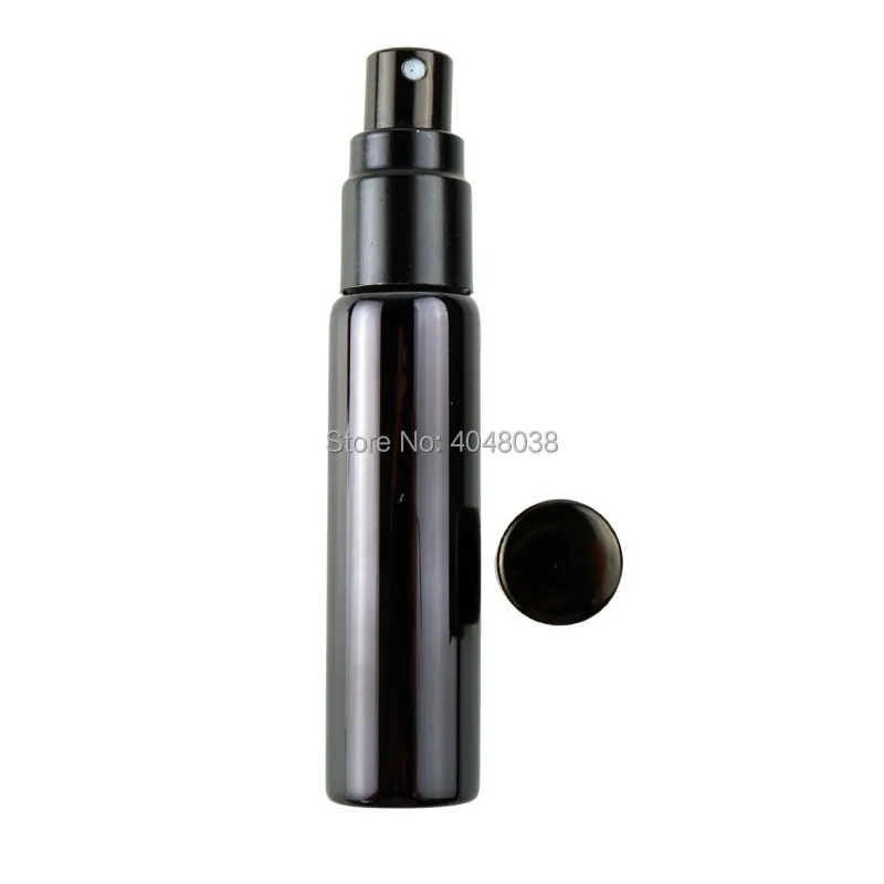 Black Lucifuge Small Cosmetic Press Pump Bottle Glass Liner Perfume Refillable Bottle Electroplate 10 ML Spray Vials 50 pcslot