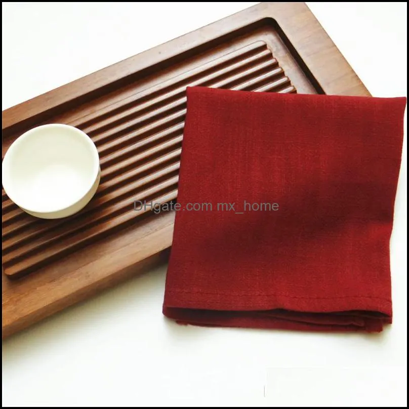 Japanese plain linen napkin rectangular cloth art tea towel cup towel napkin cloth simple cotton and linen pure color artistic style