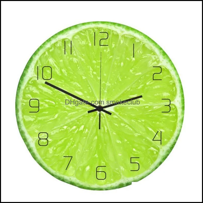 Battery Operated 5 Colors Round Accessories Living Room Mute Sweep Office European Home Decor Acrylic Fruit Shape Wall Clock