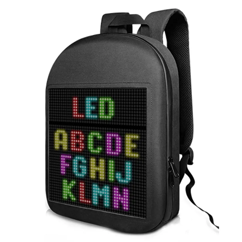 Ekran wyświetlacza LED dynamiczny plecak reklama chodząca lekka torba bezprzewodowa kontrola aplikacji wi-fi plecaki zewnętrzne Mochilas mężczyźni kobiety 210911