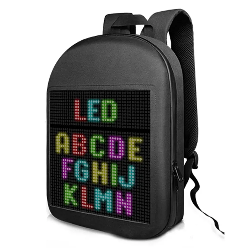 LED Scherm Dynamische Rugzak Wandelen Reclame Licht Tas Draadloze Wifi APP Controle Outdoor Rugzakken Mochilas Mannen Vrouwen 210911