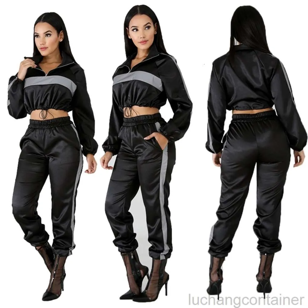 Compra 2019 Chándal Reflectante 2 Conjunto De Dos Piezas Ropa De Mujer Ropa  Negro Cultiva Top + Pantalones Traje De Sudor Sexy Club Trajes Conjuntos De  Juego Barato | Entrega Rápida Y Calidad | Es.Dhgate