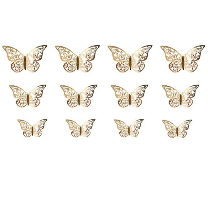 3D paper butterfly wall and fridge stickers set silver rose gold gold 3 ...