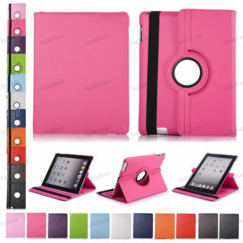 360 graders roterande PU-läderställ Smart Cases Skal för Ipad air mini 5 2 3 4 Pro 9.7 10.5 11 Galaxy tab P200 T510 T515 fodral