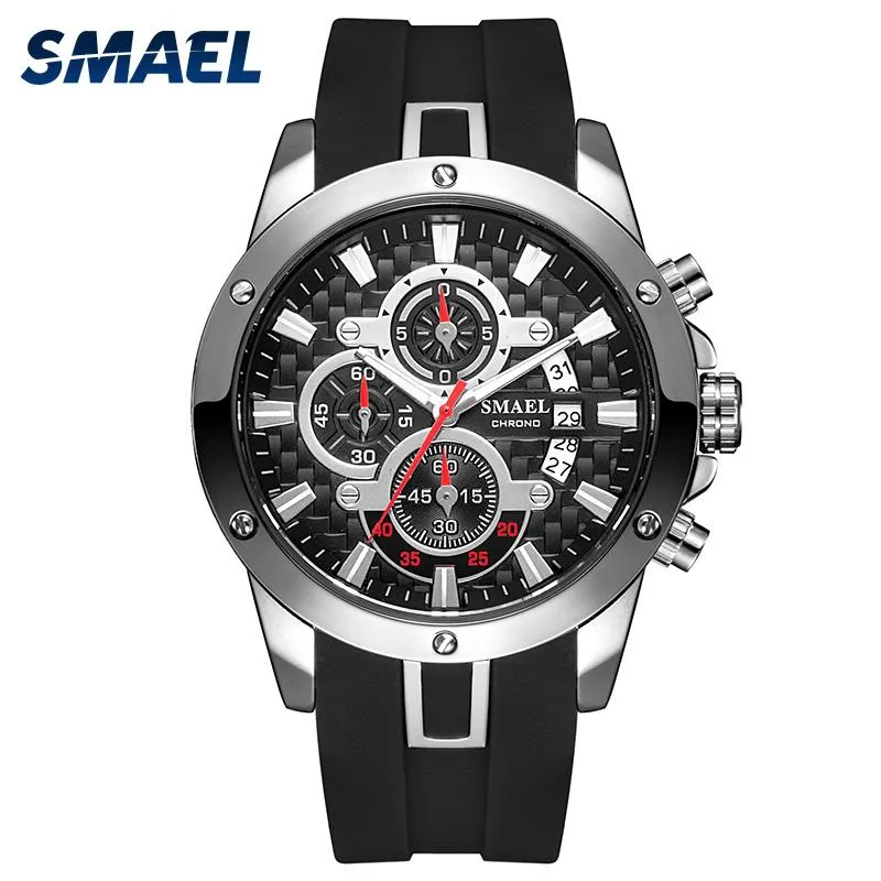 Kwaliteit Merk Siliconen Quartz Horloges Mannen Nachtlampje Display SMAEL Horloge Sport Waterdichte Legering Watches167e