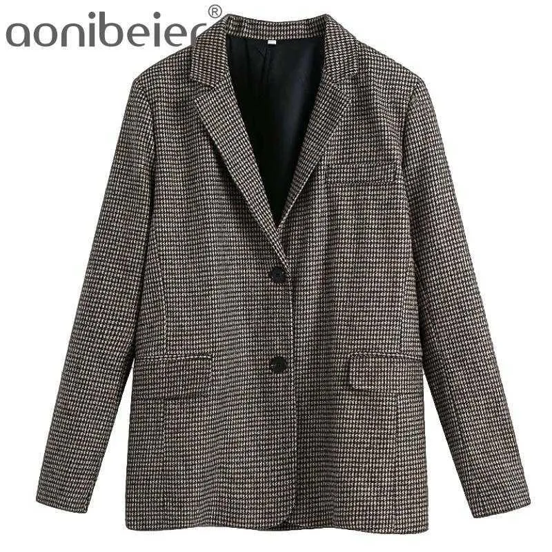 Completi blazer scozzesi da donna Colletto rovesciato Top Gonne corte Primavera Office Lady Basic Felpe Abiti Giacca Capispalla 210604