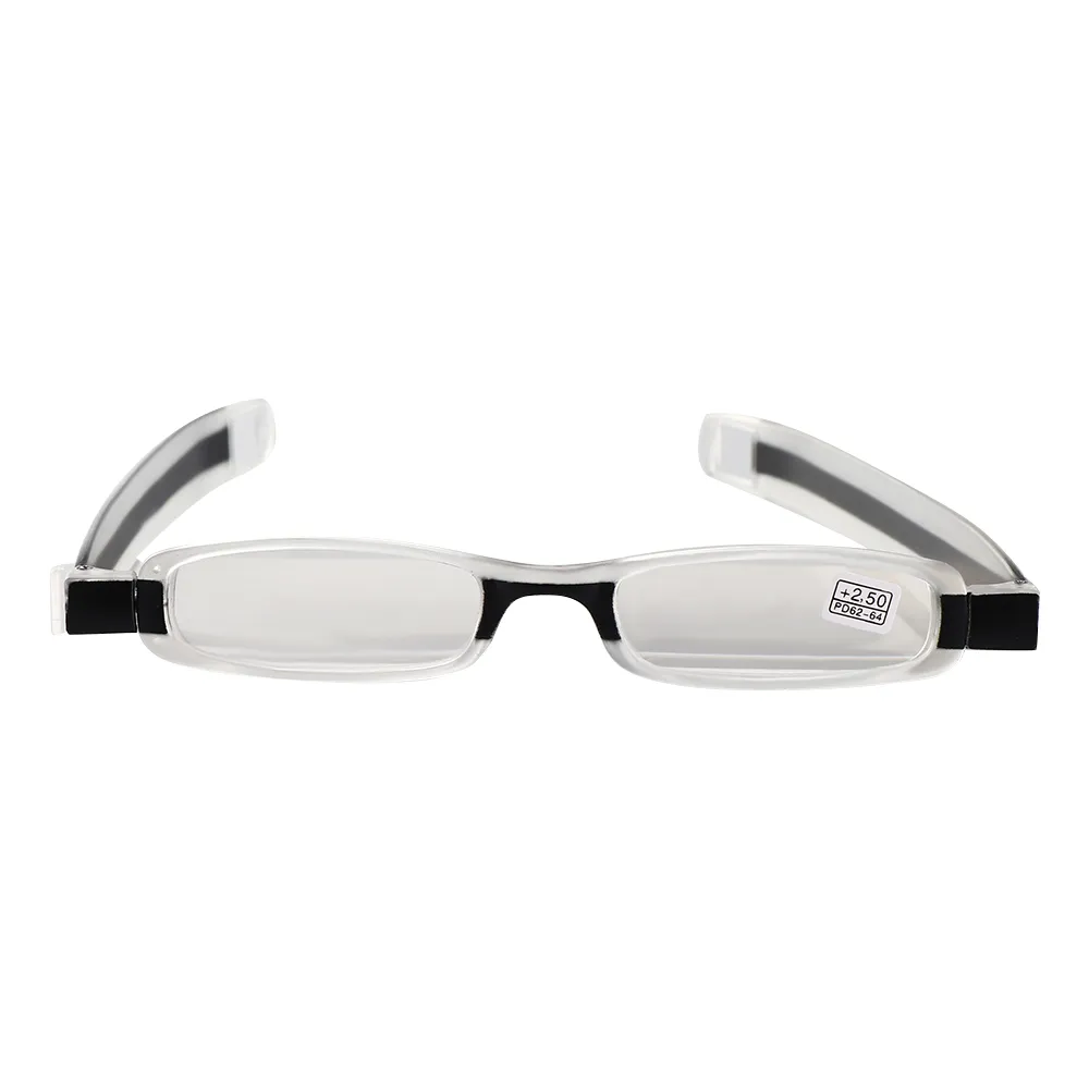 Upgraded 360 graden rotatie leesbril Ultraportabiliteit Mini slanke opvouwbare lenzenvloeistof bril voor oude man grootmoeder