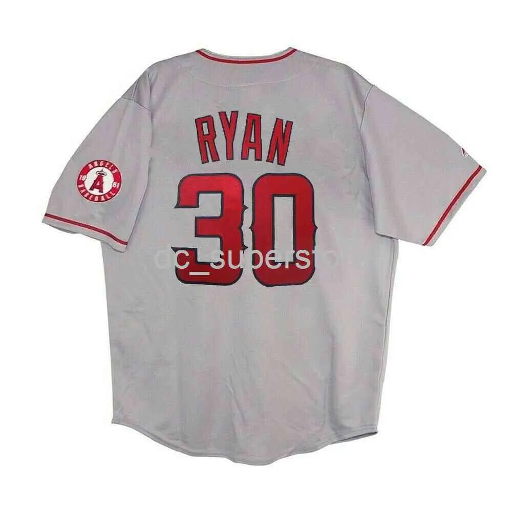 Costura personalizada Nolan Ryan Los Angeles Grey Road Jersey con parche Hombres Mujeres Jóvenes Baseball Jersey XS-6XL