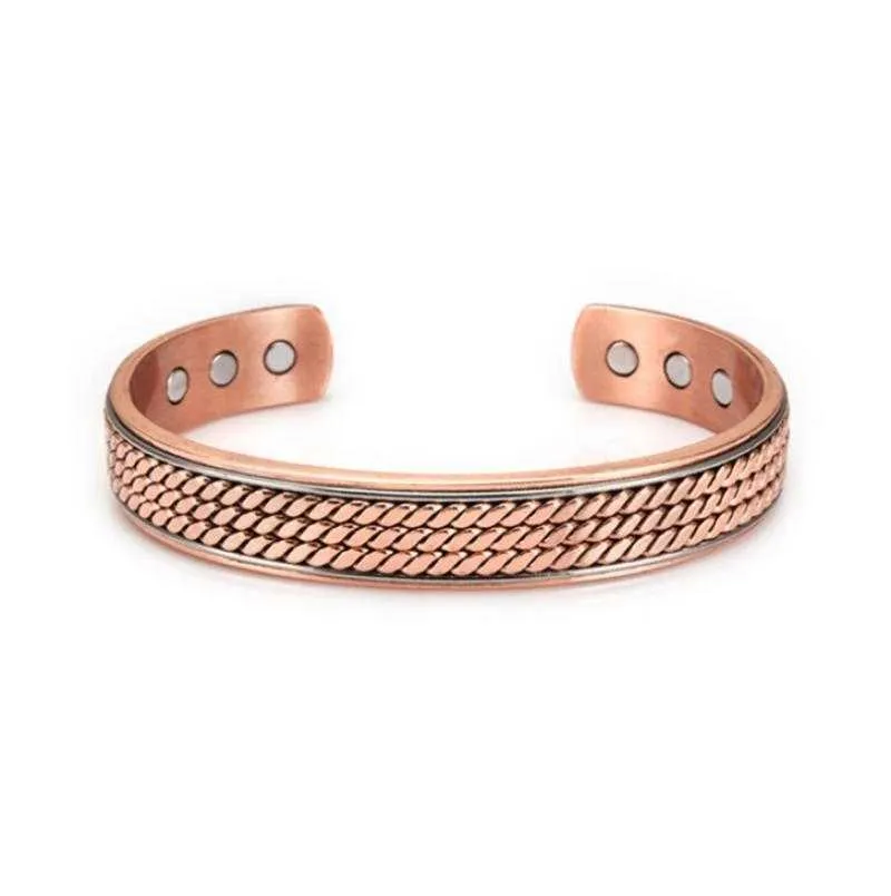 Fashion Alloy Bracelet Retro Glossy Magnet Perforated Copper Bracelet Exquisite Gifts for Men and Women Q0719