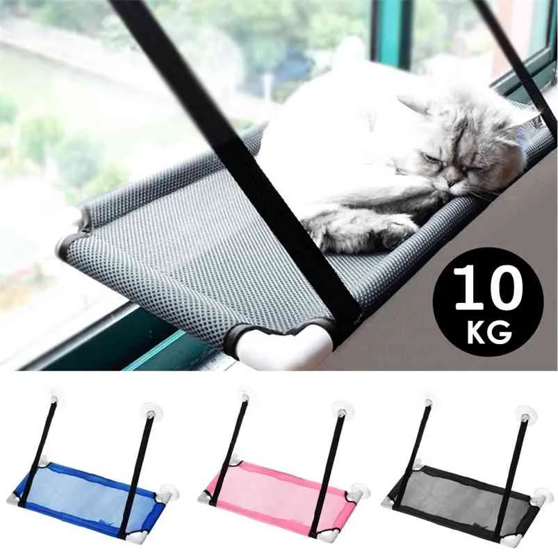 10kg Pet Hammock Gato Basking Janela Montado Assento Casa Sucção Cup Pendurada Cama Mat Lounge Gatos Gatinho Supplies 3 Cores 60x34cm 210722