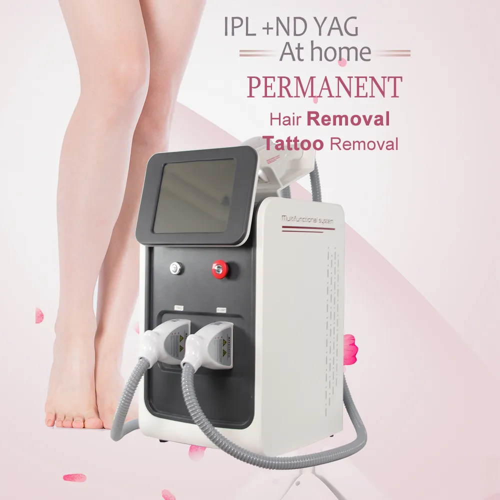 3 EN 1 IPL + RF + YAg Máquina de depilación q interruptor nd yag láser eliminación de tatuajes Equipo de salón de belleza permanente