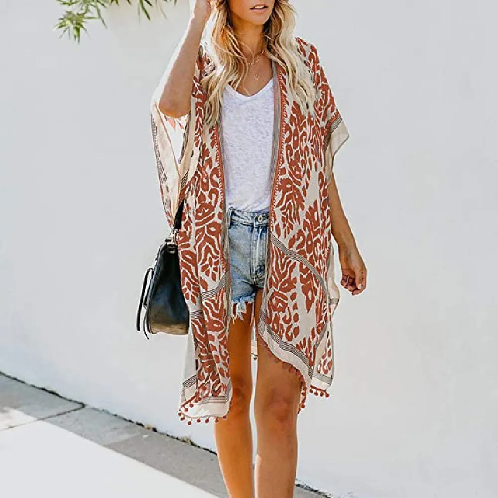 Bohemian V Neck Half Sleeve Kimono Cardigan Tunic For Plus Size Women Beach Wear Tops And Long Blouses For Women A367 210323 From Bai02 19.78 DHgate.Com