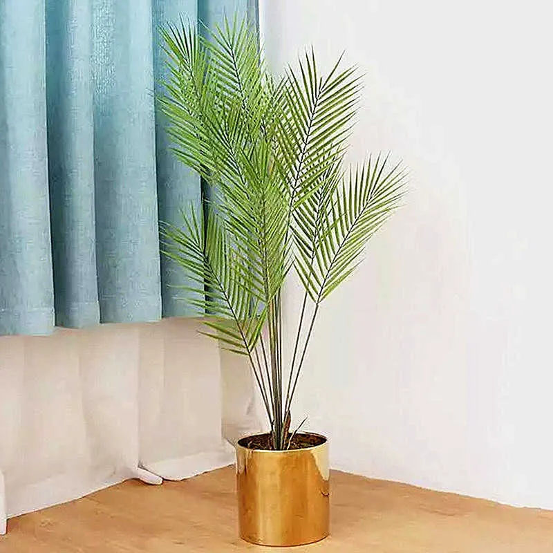 125 cm11 Blätter künstliche Palmenzweige grüner Kunststoff Monstera-Pflanzen Büro Balkon Wohnzimmer Heimdekoration Zubehör 210624
