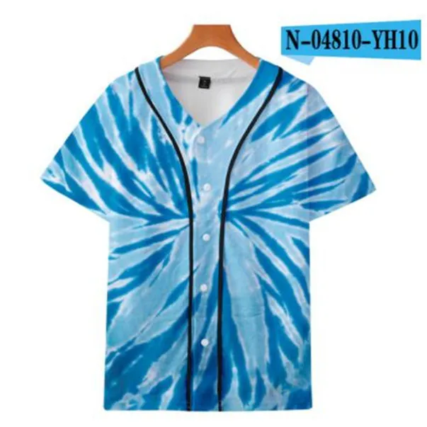 Custom Man Baseball Jersey Przyciski Homme Koszulki 3D Wydrukowana Koszula Streetwear Tees Koszulki Hip Hop Odzież Front and Back Drukuj Dobry 018