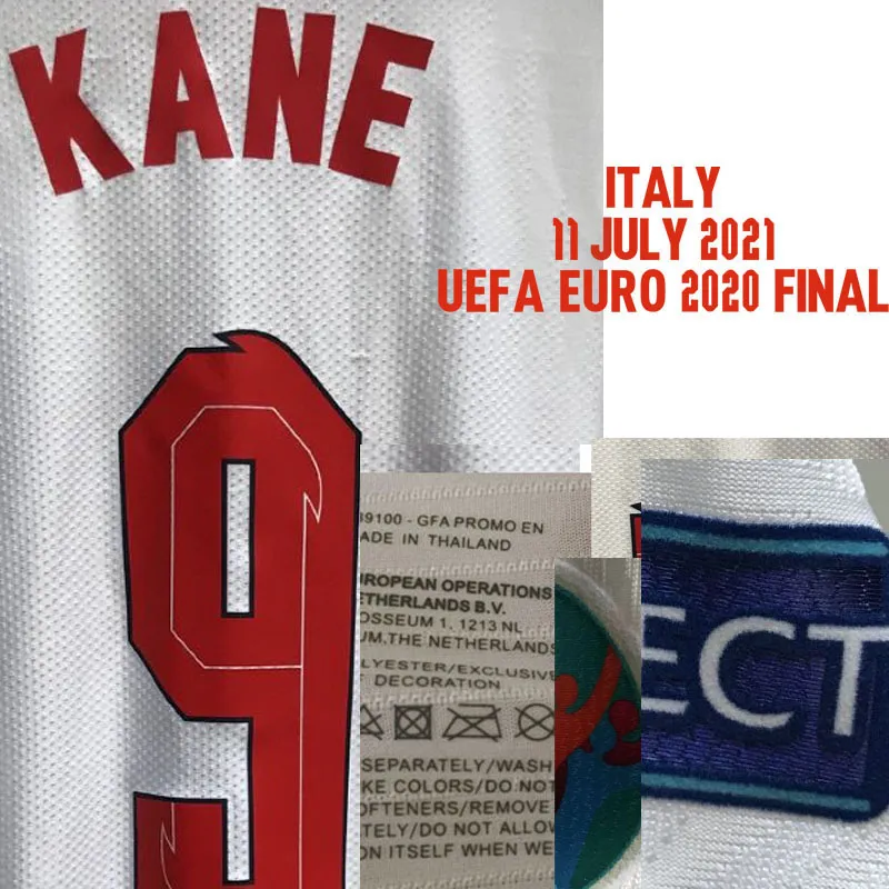 Accueil Textile 2021 Match Worn Player Issue Final Kane Mount Foden Grealish Sterling avec jeu MatchDetails Maillot Soccer Patch Badge